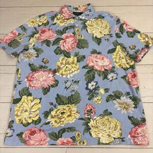 Polo Ralph Lauren Floral Polo Shirt Mens XL Blue Floral Classic Fit Short Sleeve